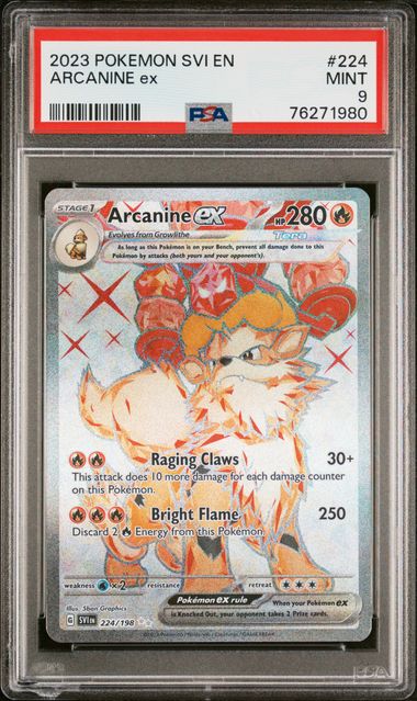 Psa 9 Arcanine scarlet violet #224/198 (Cabinet)