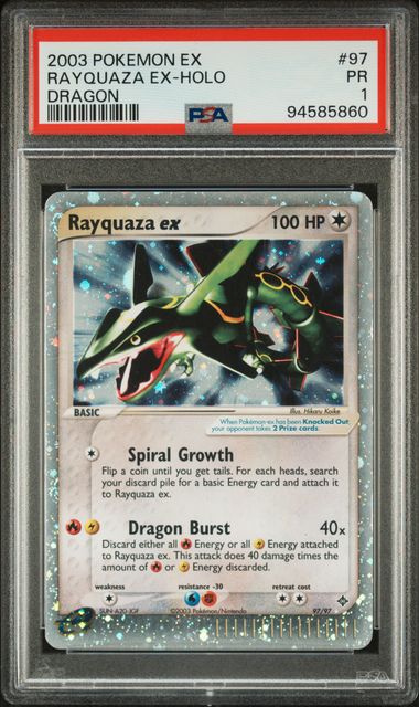 PSA 1 Rayquaza Dragon #97 (Cabinet)