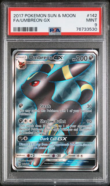 PSA 9 Umbreon GX #142 Sun & Moon (Cabinet)