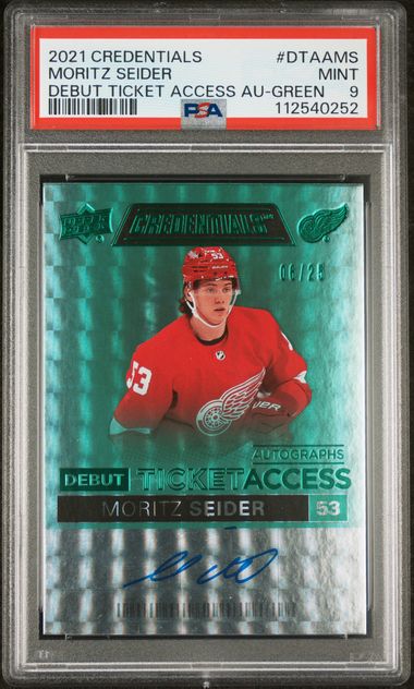 PSA 9 Moritz Seider #DTAAMS Debut Ticket Access Auto Green 6/25 (Cabinet)