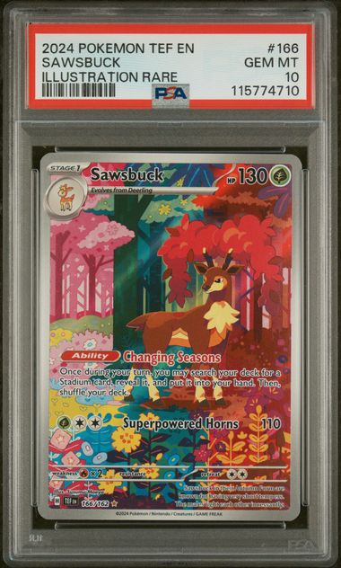 Psa 10 Sawsbuck #166 Temporal Forces Illustration Rare Holofoil (Cabinet)