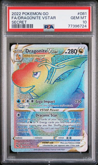 Dragonite VSTAR PSA 10 (81)/78 Secret Rare Holofoil (Cabinet)