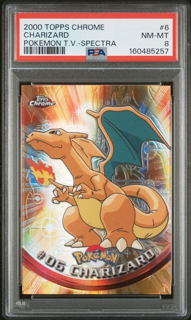 PSA 8 Charizard Topps Series 1 (6) Spectra Chrome (Cabinet)