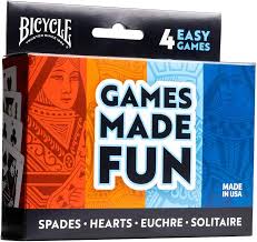 Bicycle -4 Easy Games ( Spades * Hearts * Euchre * Solitaire)
