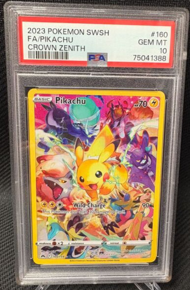 2023 Crown Zenith Pikachu #160 GEM MT PSA 10 (cabinet)