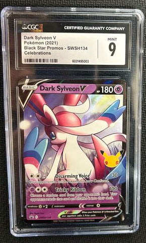 Dark Sylveon V - SWSH134 - Black Star Ultra Rare Promo 25th - Pokemon Card CGC 9(Cabinet)