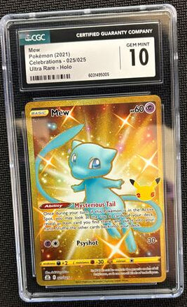 Mew - 025/025 - Pokemon Celebrations Secret Rare Card CGC 10(Cabinet)