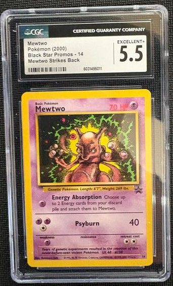 Pokemon Mewtwo - 14 - Black Star Pokemon Promos - WOTC - CGC 5.5 (Cabinet)
