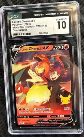 Lance's Charizard V - SWSH133 - Pokemon Sword & Shield Promo Card CGC 10 (Cabinet)