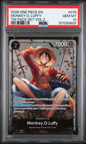 PSA 10 Monkey.D.Luffy #75 Tin Pack Set Vol.2 (Cabinet)