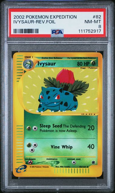 PSA 8 Ivysaur #82 Expedition Reverse Foil (cabinet)