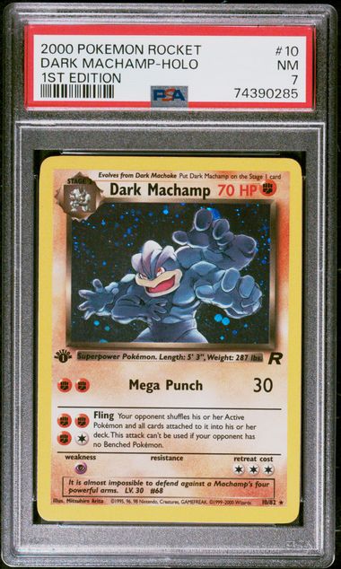 PSA 7 Dark Machamp 1st edition #10 Team Rocket Holo (Cabinet)