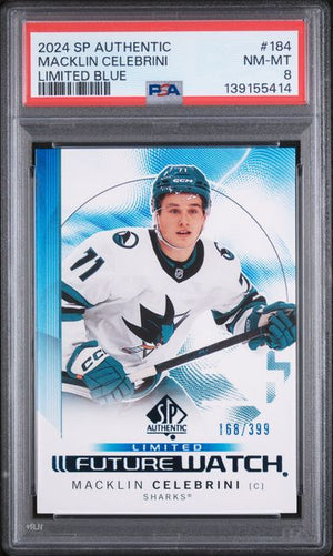 PSA 8 Macklin Celebrini futurewatch 168/399 #184 (Cabinet)