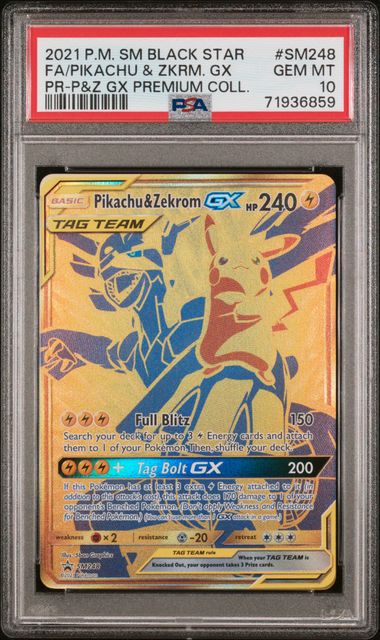 Pikachu & Zekrom GX PSA 10 SM248 (SM248)/248 Promo Holofoil (Cabinet)