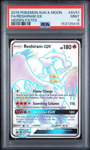 PSA 9 Reshiram GX Hidden Fates #SV51 (Cabinet)