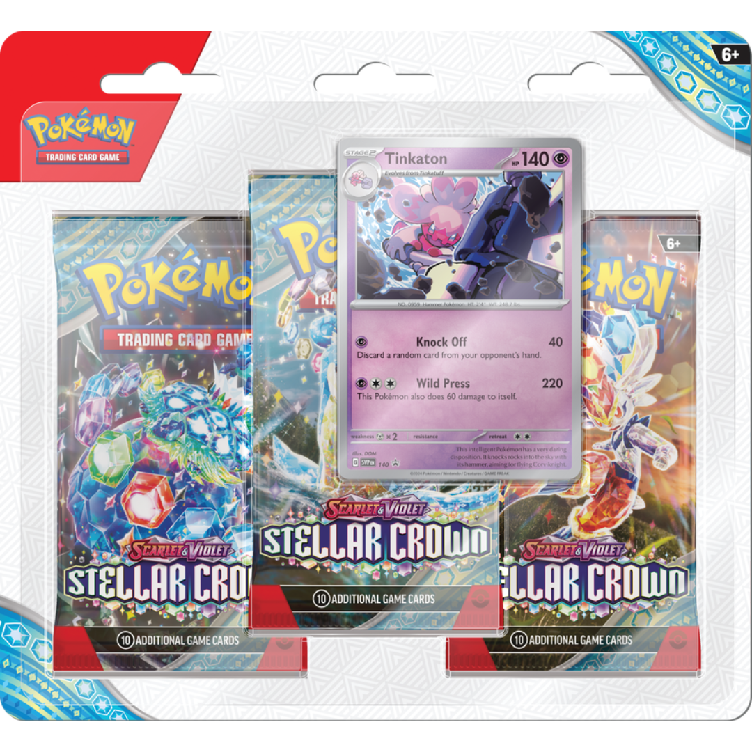Pokémon SV07 Stellar Crown 3 pack Blister-Tinkaton LIM 3