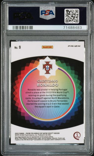 PSA 9 Christiano Ronaldo #9 Red Prizm World Cup Qatar (Cabinet)