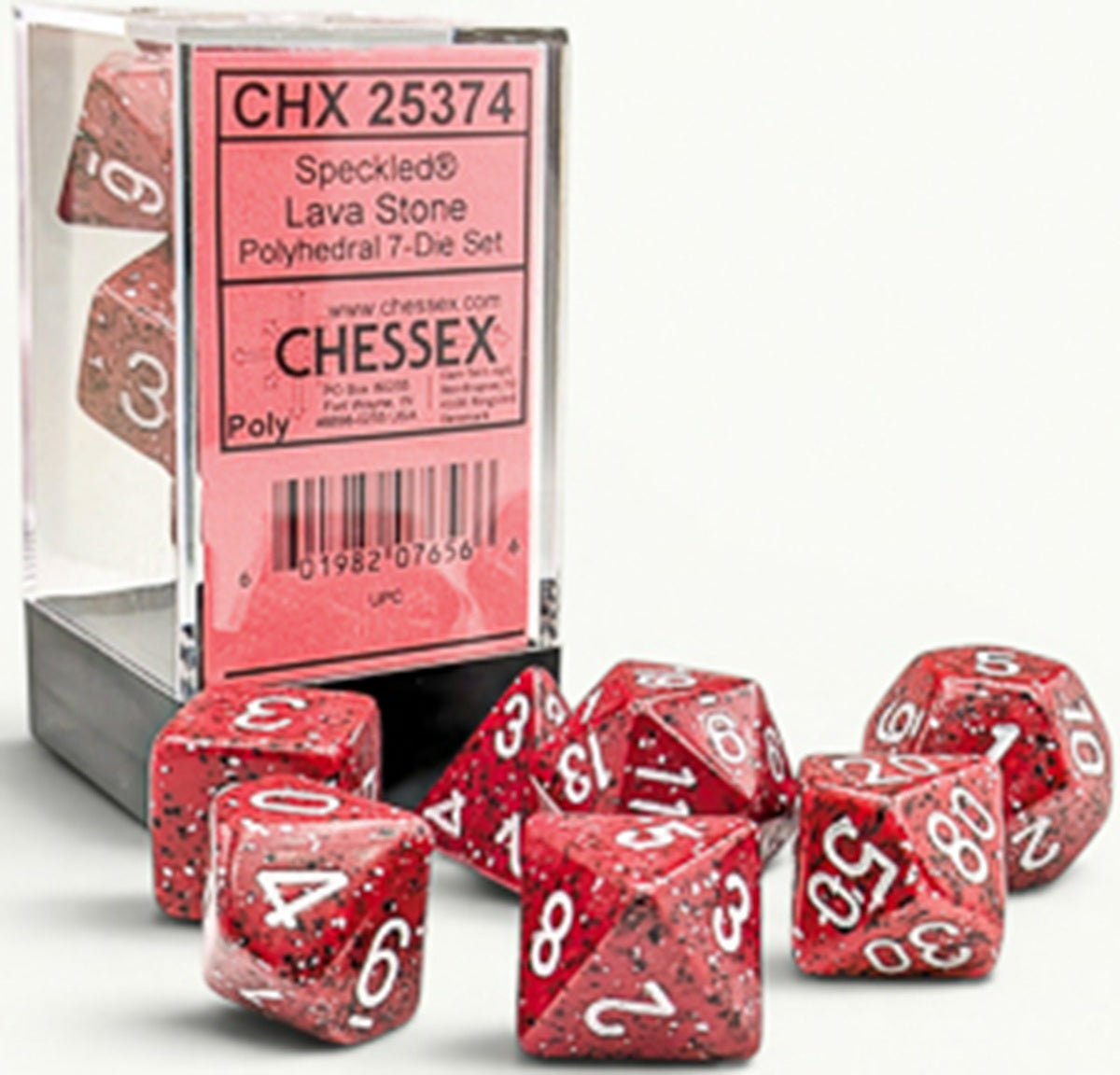Speckled  7-Die Set Polyhedral Lava Stone