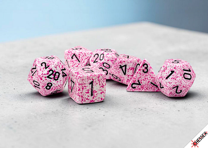 Speckled  7-Die Set Polyhedral Pink