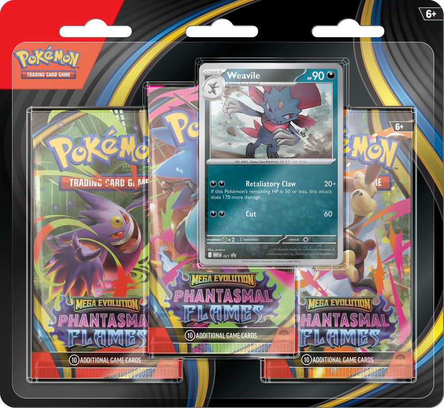 Pokemon ME02  Phantasmal Flames 3Pk Blister -Weavile Limit 1
