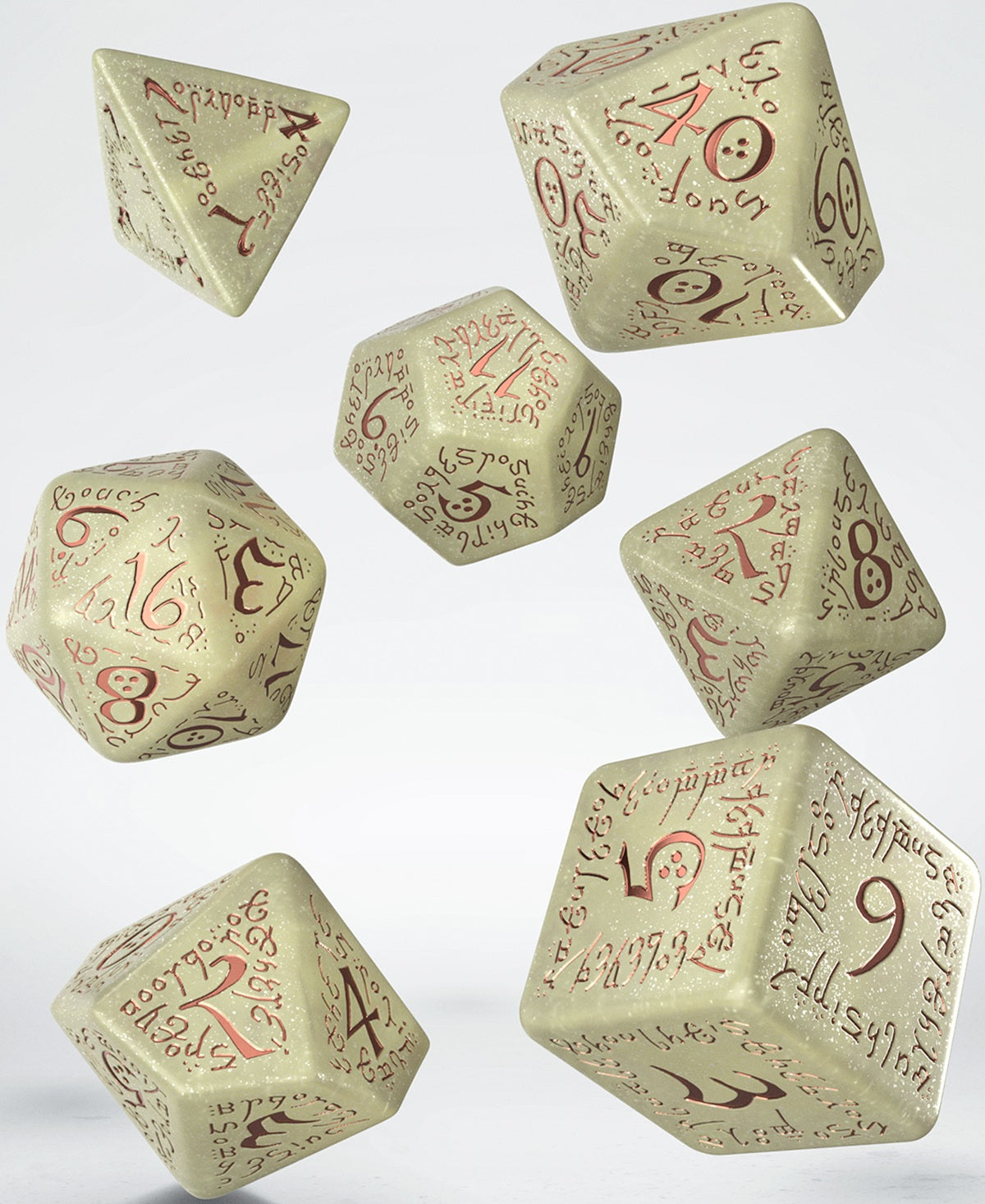 Elvish Shimmering Beige & Copper Jumbo Dice Set