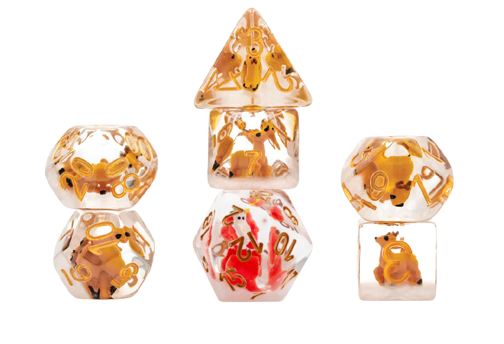 Christmas Resin 7 Dice Set Reindeer + Santa D20