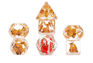 Christmas Resin 7 Dice Set Reindeer + Santa D20