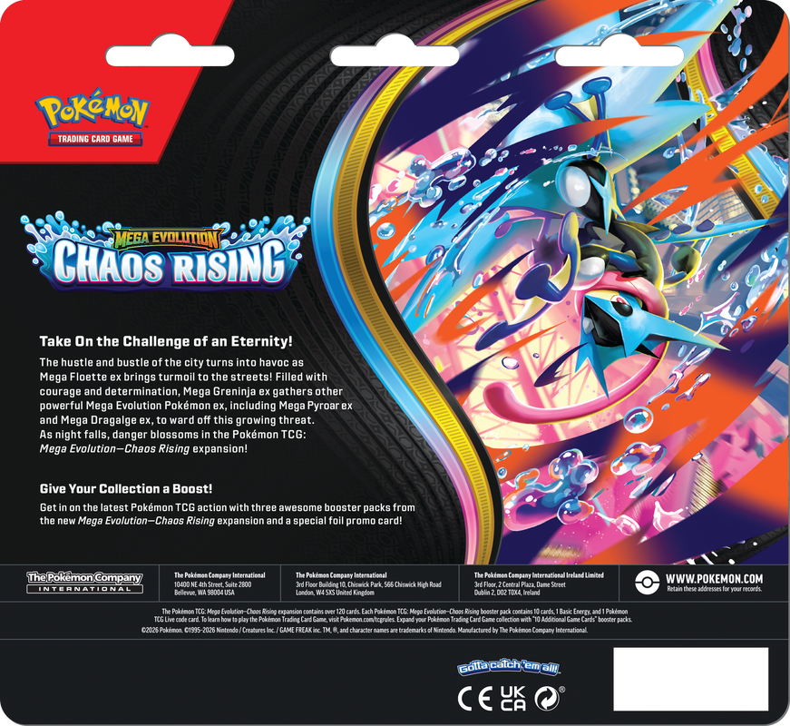 Pokemon ME04 Chaos Rising 3pk Blister Limit 4