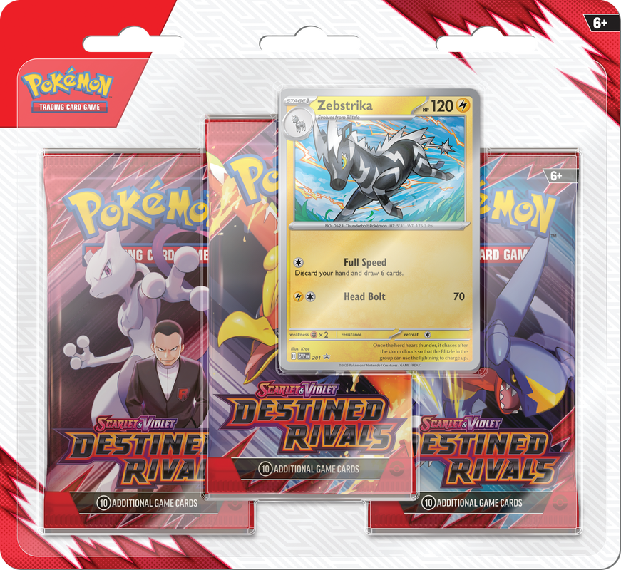 Pokémon SV10 Destined Rivals 3PK Blister- Zebstrika LIM 1