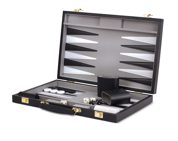 Backgammon 15" Black and Grey Vinyl
