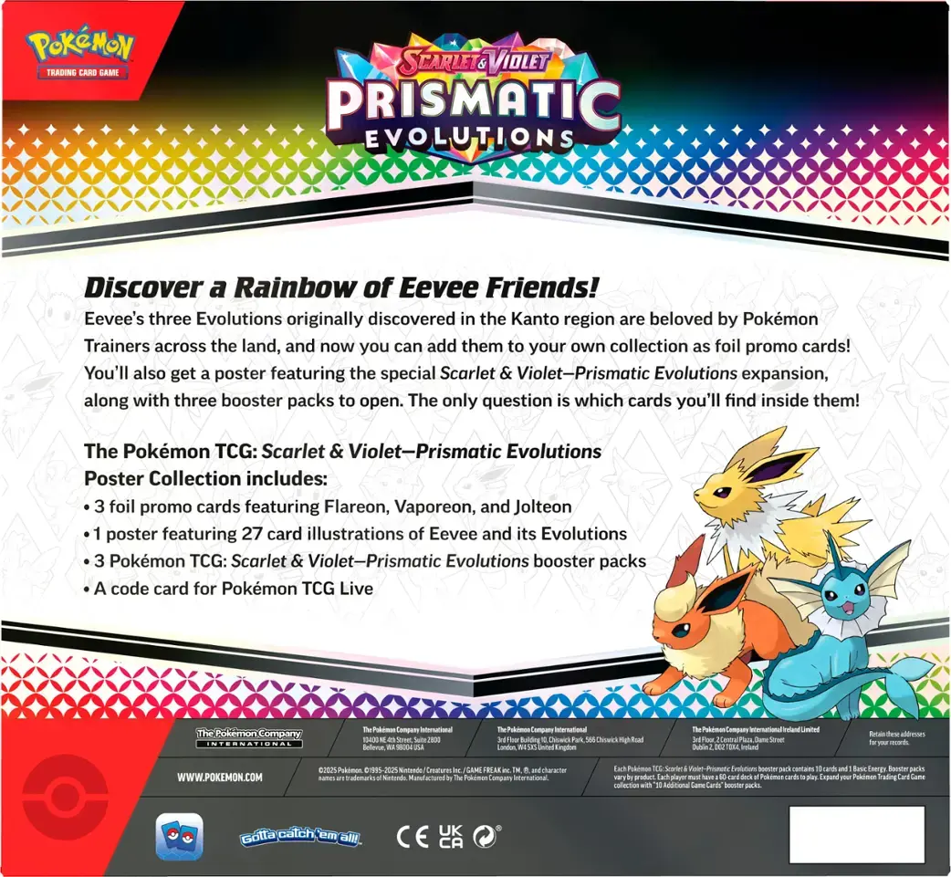 Pokémon SV8.5 Prismatic Evolutions Poster Collection  Limit 2