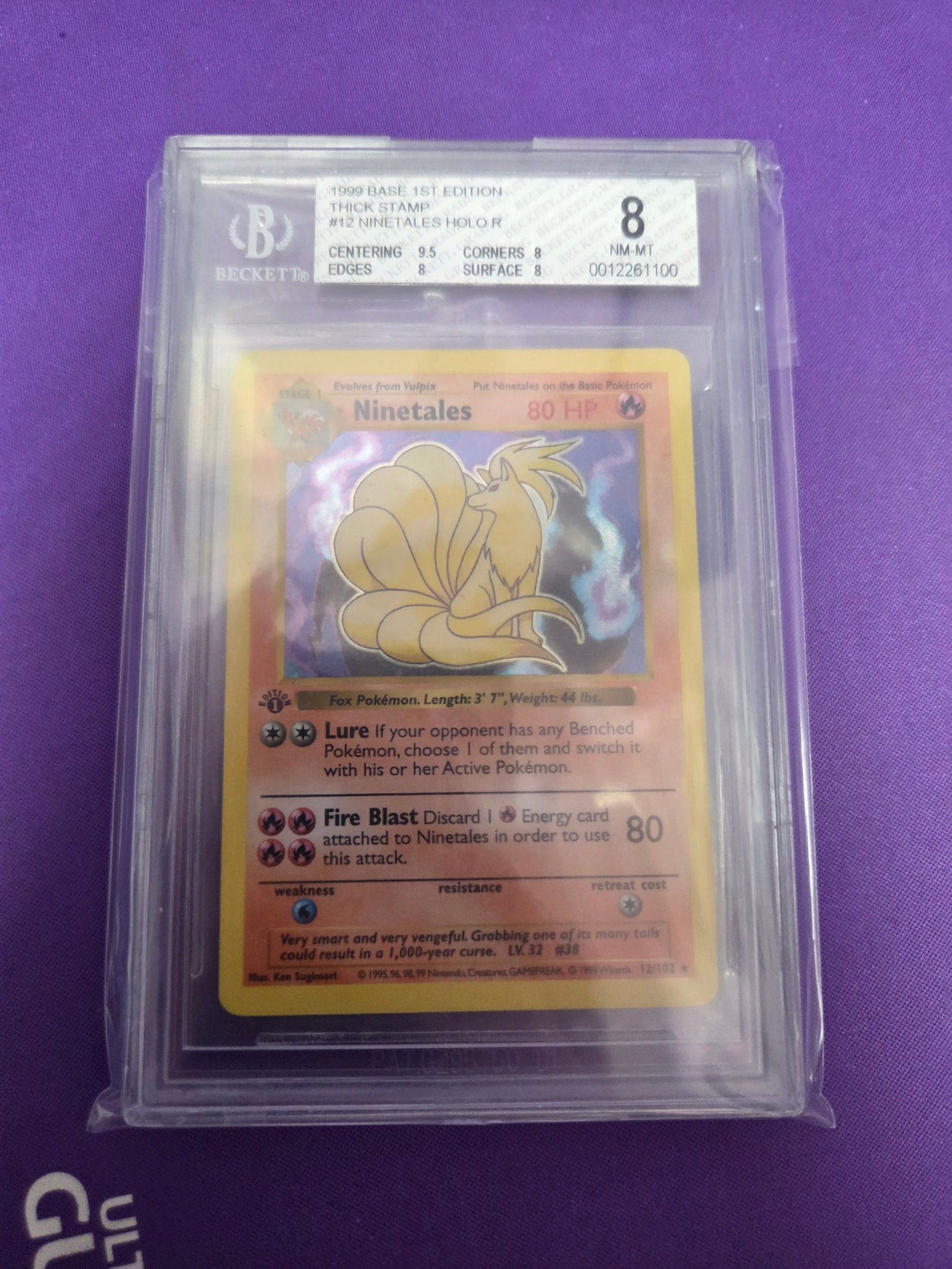 Beckett 8 Ninetales (12) Holo Rare 1st Edition Thick Stamp Holofoil (Cabinet)