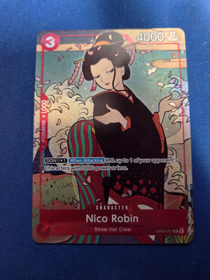 Nico Robin (English Version 1st Anniversary Set) (OP01-017) - One Piece Promotion Cards Foil (Cabinet-NM))