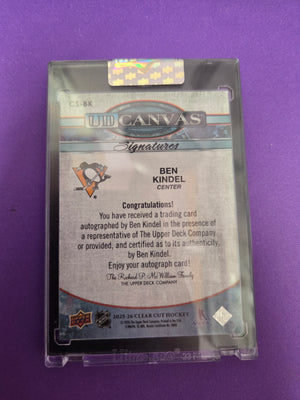 Ben Kindel UD Canvas Signatures 2025-2026 Clear Cut autograph (Cabinet-NM)