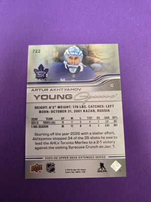 Artur Akhtyamov #722 Young Guns 2025-26 Upper Deck Extended Series (Cabinet-NM)