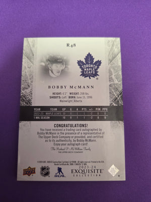 Bobby McMann #r48 auto exquisite collection