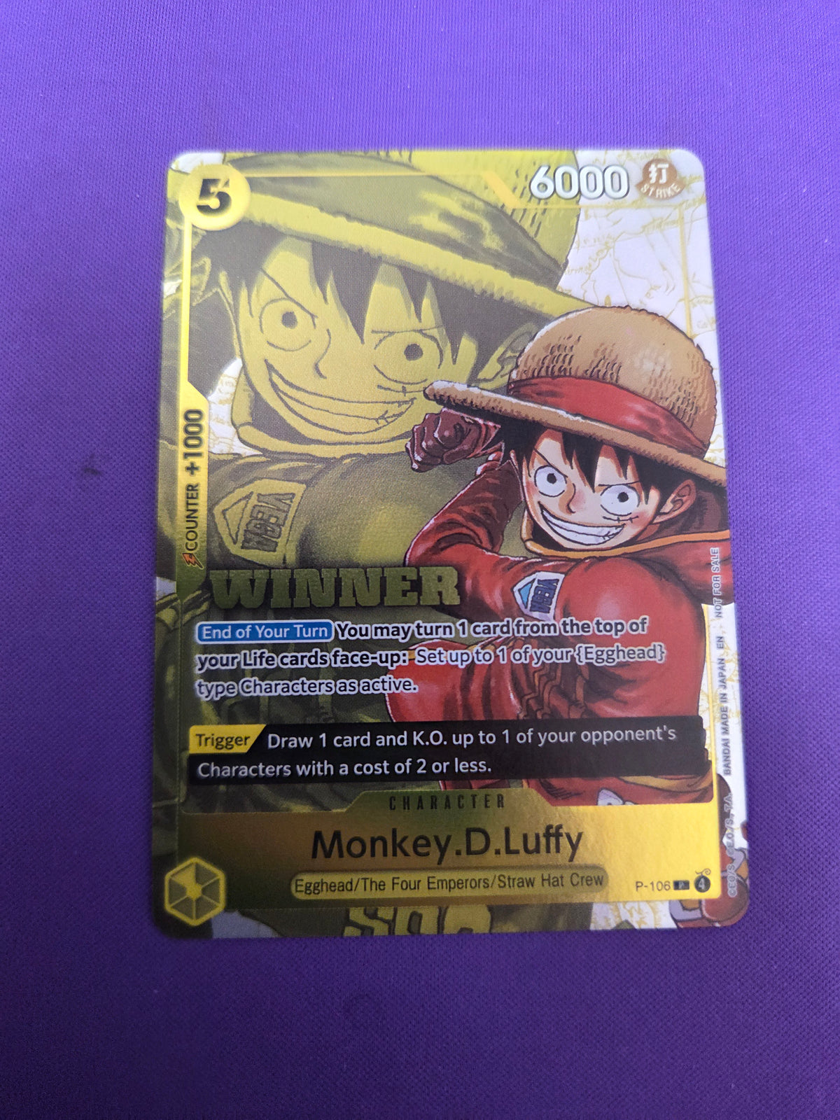 Monkey.D.Luffy (Winner Pack 2026 Vol. 2) (P-106) - One Piece Promotion Cards Foil (Cabinet-NM)