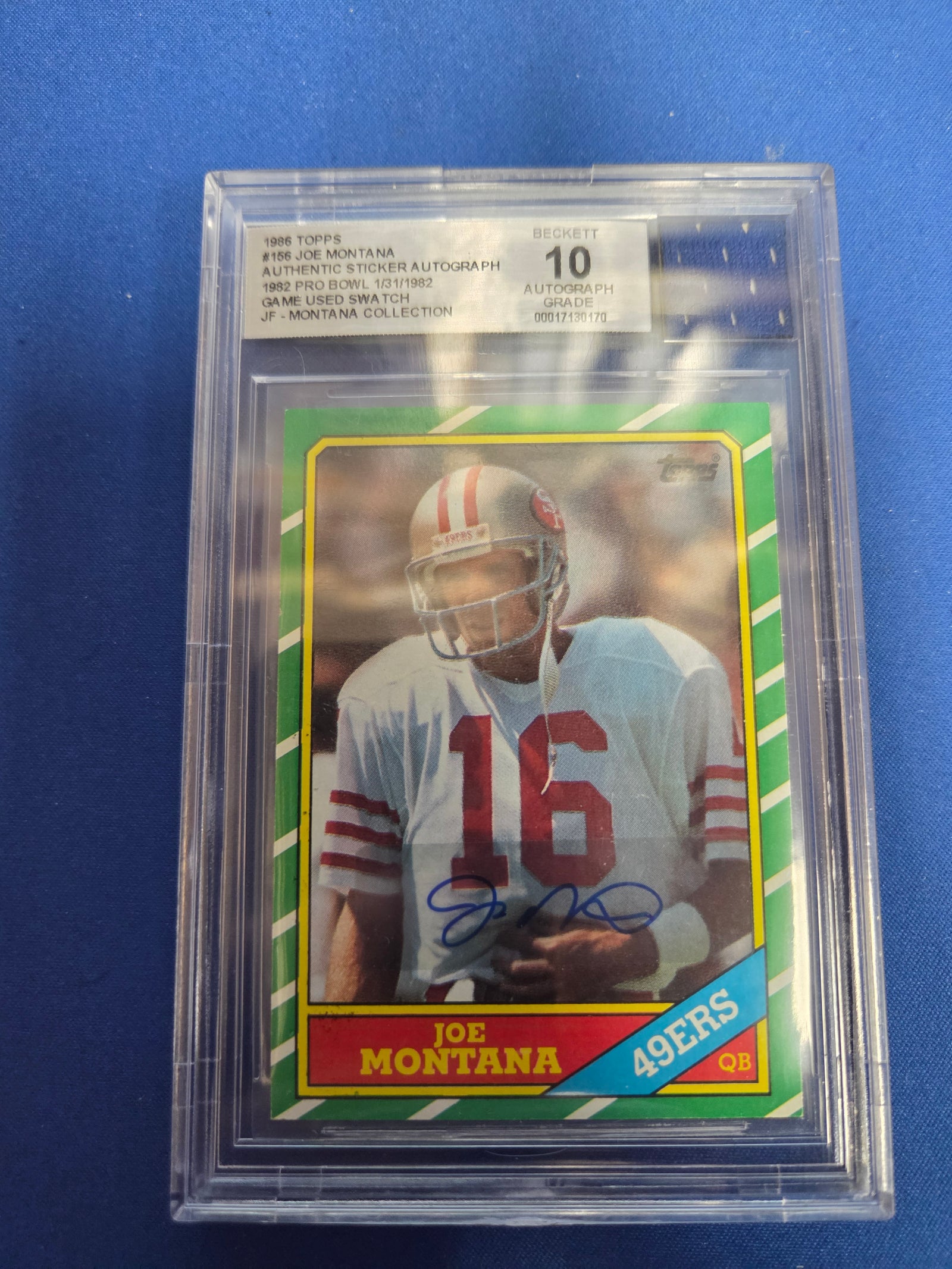 Beckett 10 Joe Montana Auto Patch #156 Jersey Fusion (Cabinet)
