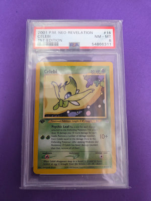 PSA 8 Celebi Neo Revelation 1st edition #16 (Cabinet)