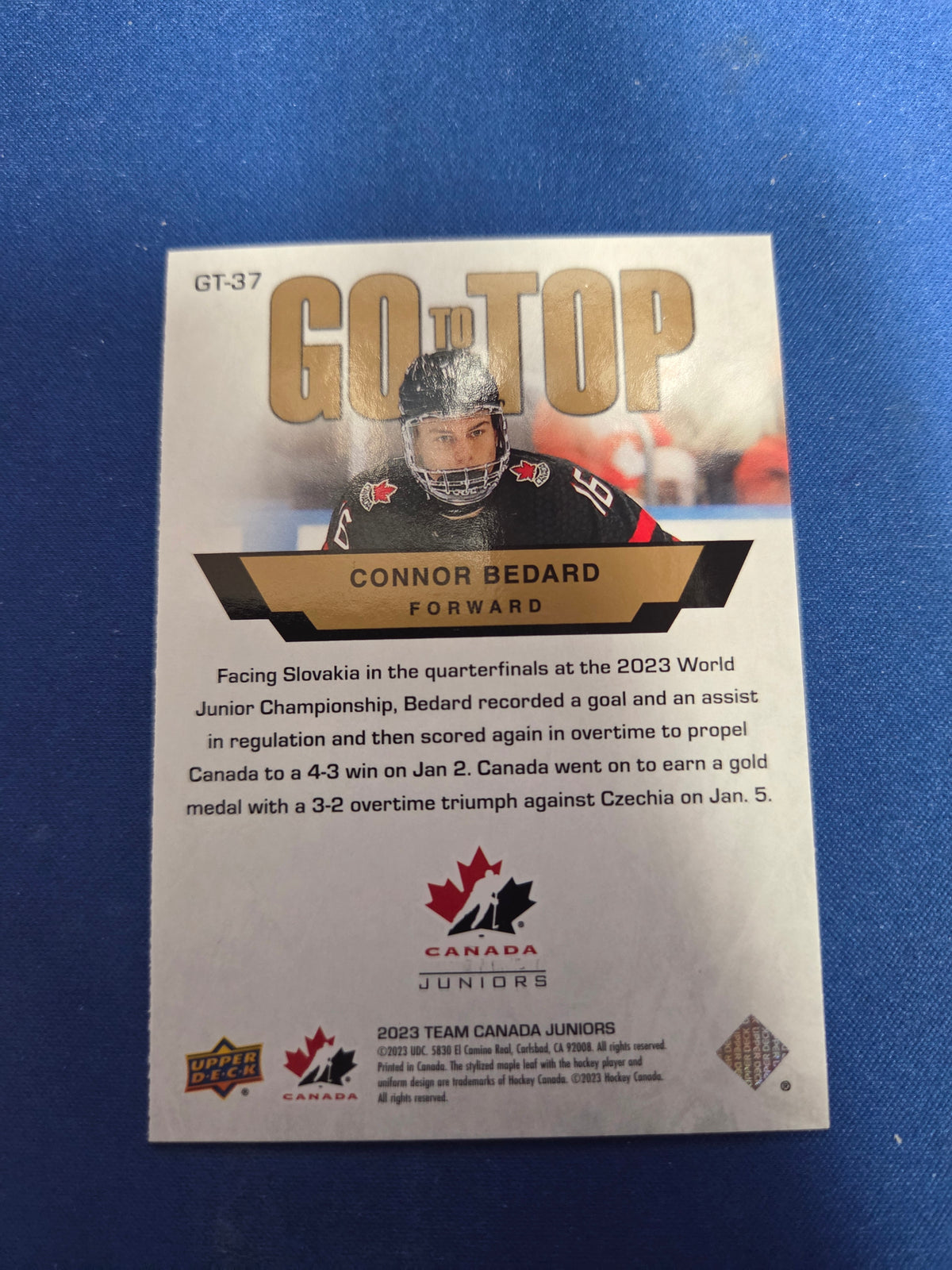 Connor Bedard go to the top #gt-37 (cabinet-NM)