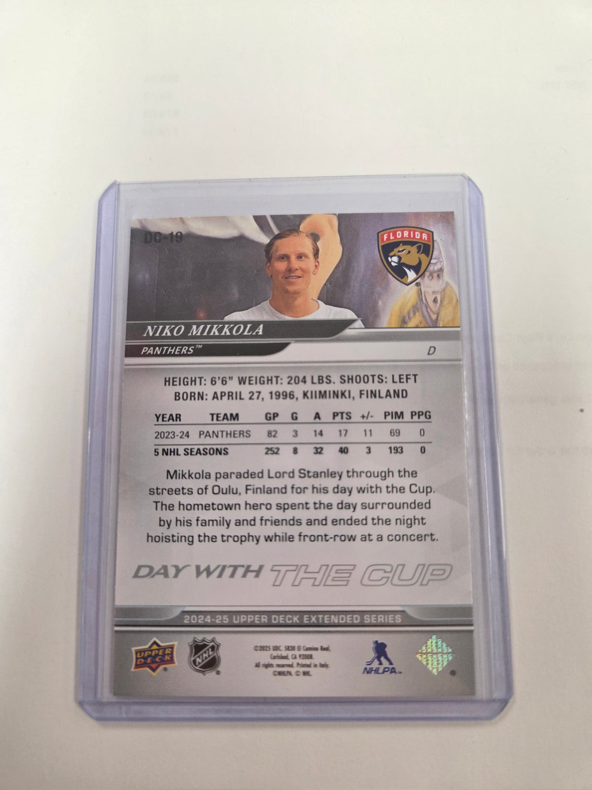 Niko Mikkola day with the cup #DC-19  2024-25 extended series (cabinet)