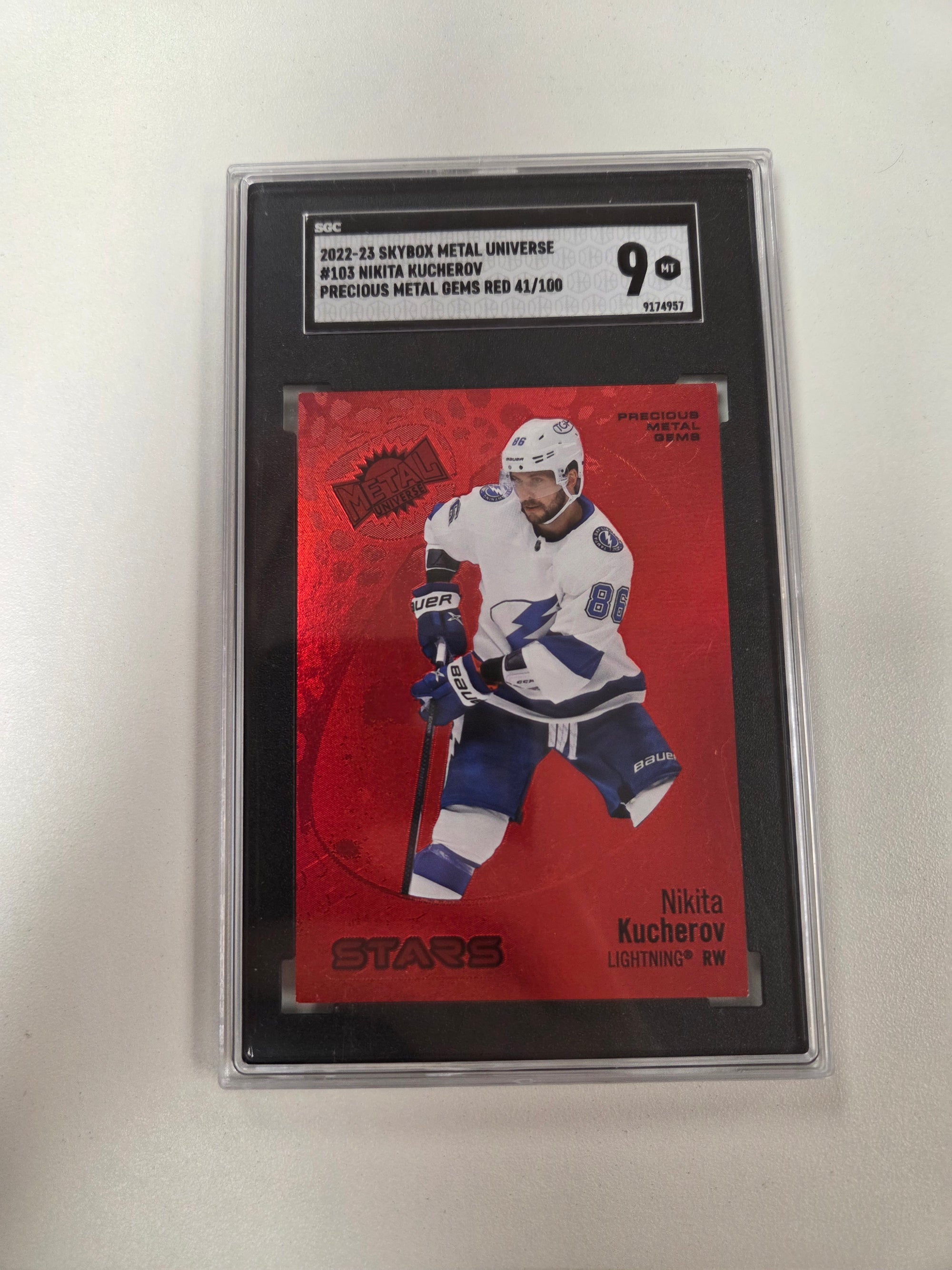 Nikita Kucherov #103 SGC 9 Precious metal gems red 41/100(cabinet)