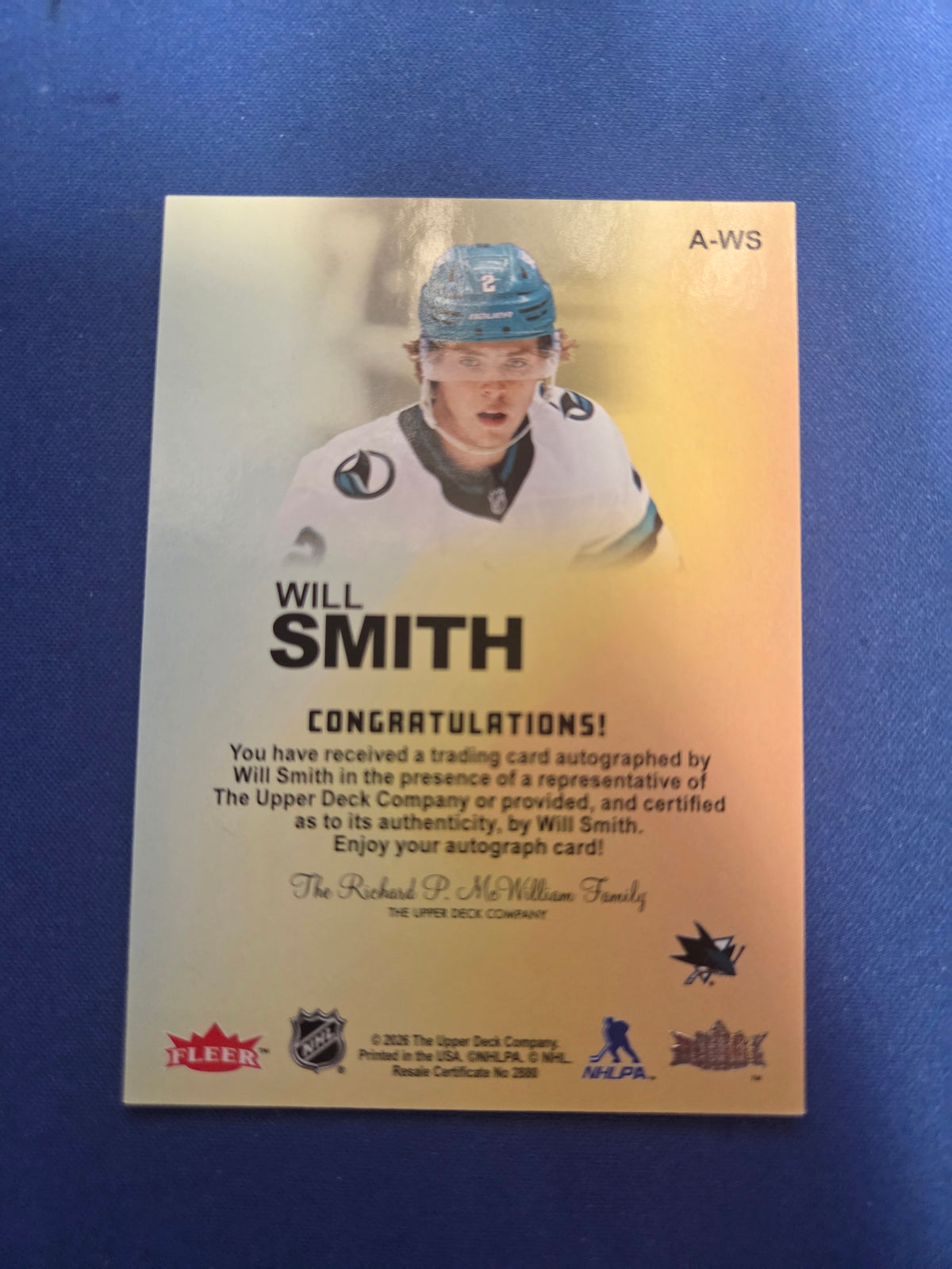 Will Smith Fleer Autographics #A-WS (cabinet-NM)
