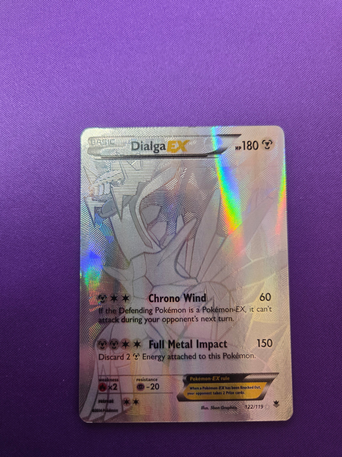 Moderately played Dialga EX (122 Secret Rare) (122)/119 Secret Rare Holofoil (Cabinet-MP)