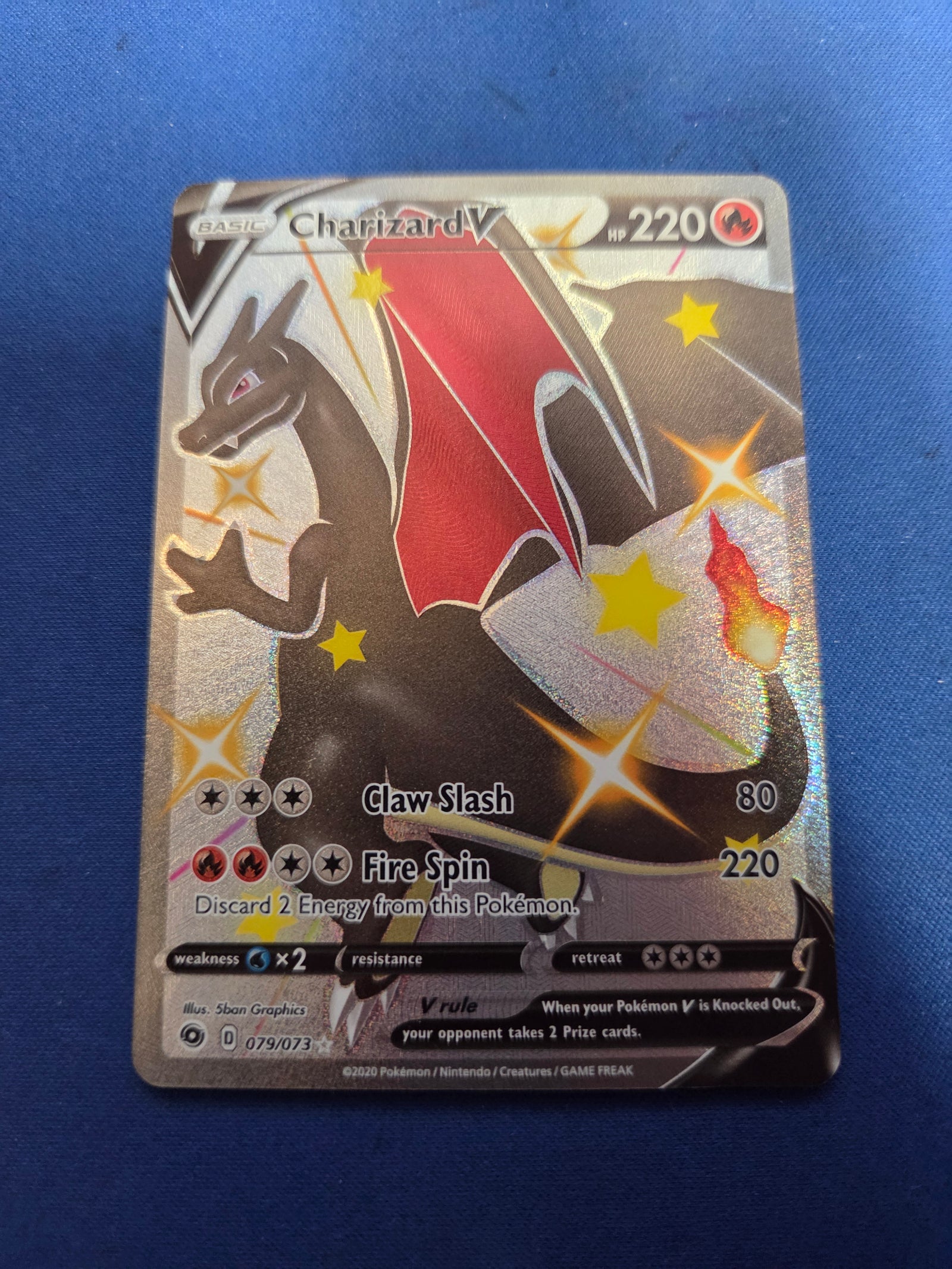 Damaged Charizard V (Secret) (79)/73 Secret Rare Holofoil (Cabinet-DMG)