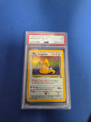 PSA 5 Dragonite #4 unlimited fossil holo (Cabinet)