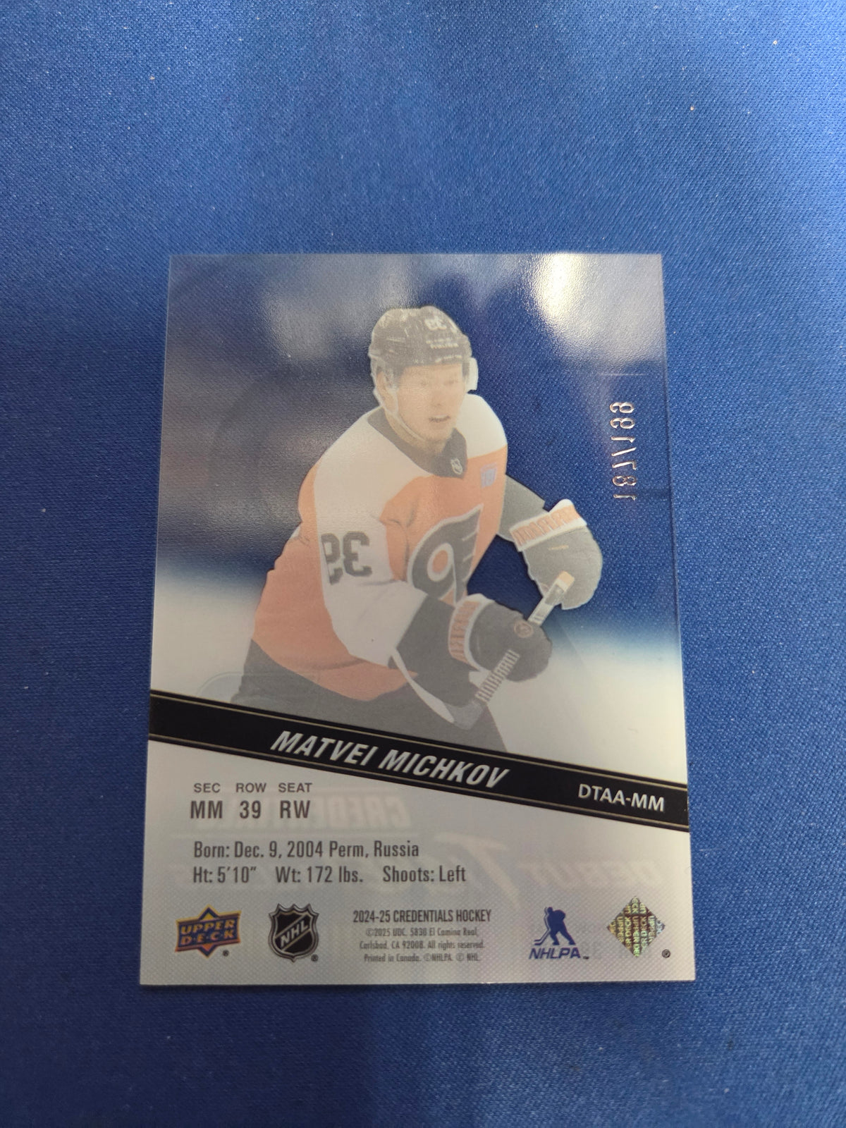 Matvei Mitchkov 187/199 #dtaa-mm debut ticket access (cabinet-NM)