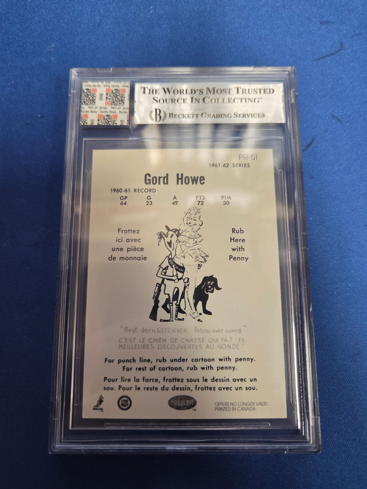 BGS 9 Gordie Howe #PR51 Game Used Jersey Swatch