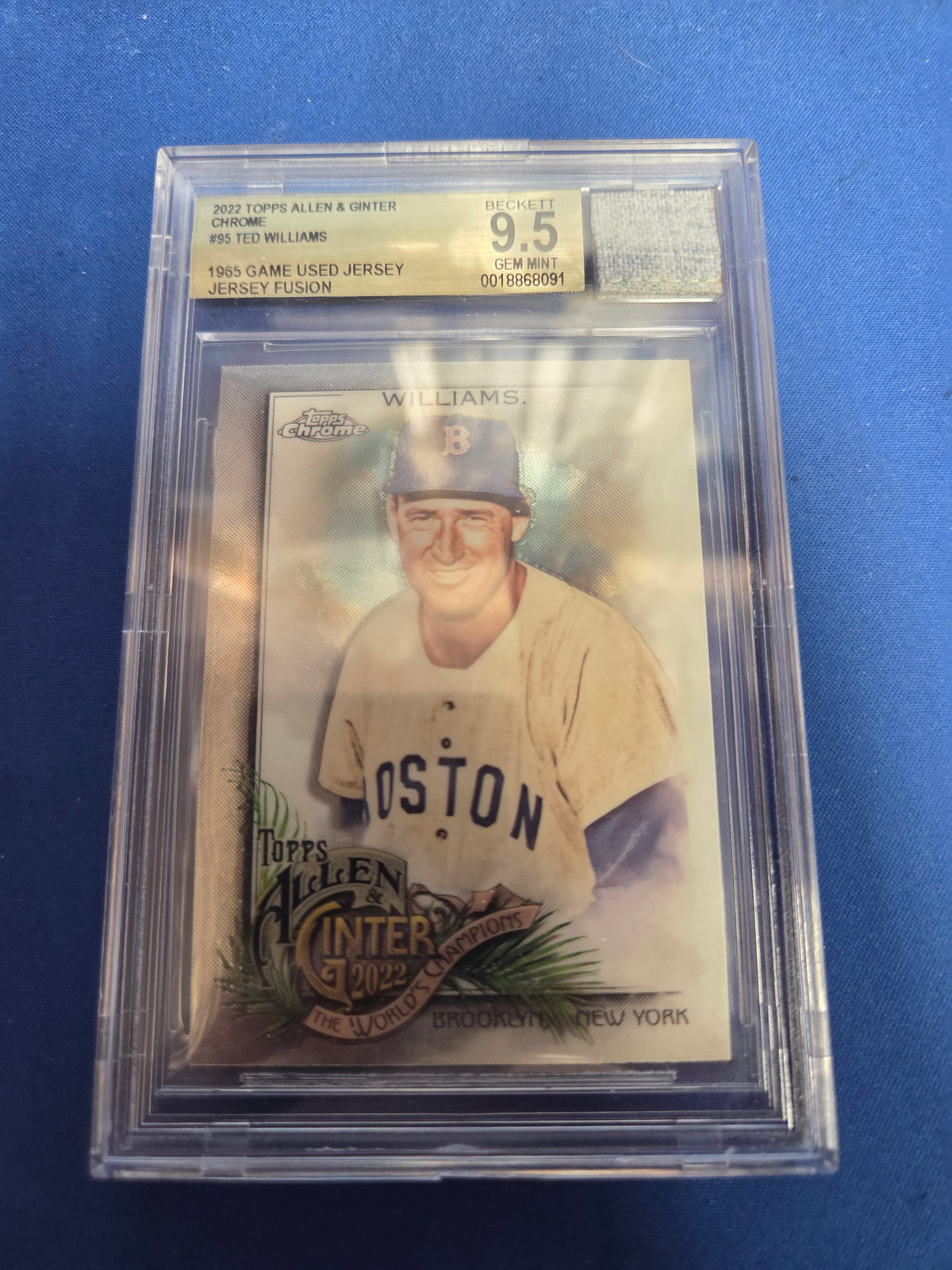 Beckett 9.5 Ted Williams #95 Jersey Fusion Game Used Jersey Patch