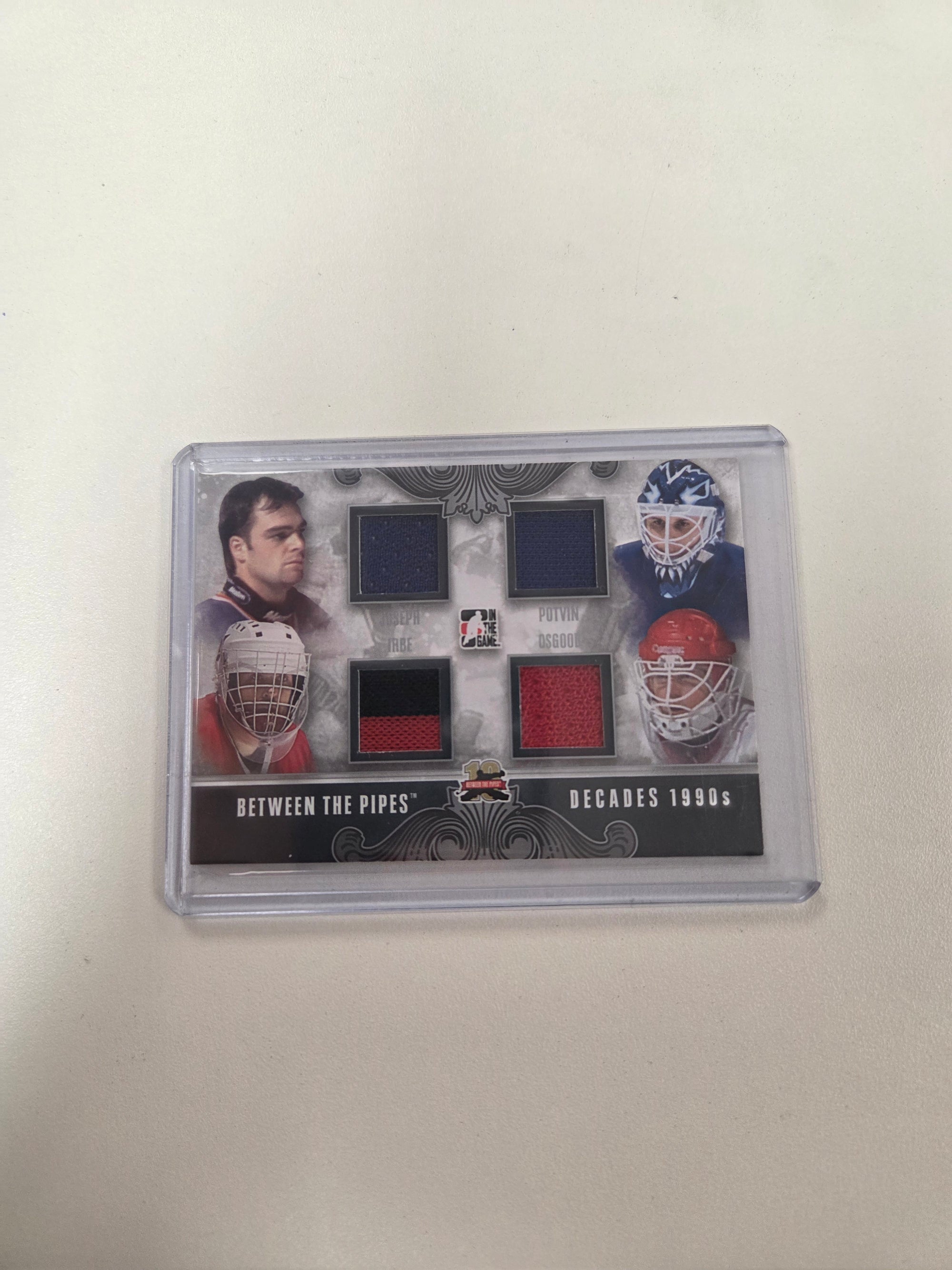 Between the pipes decades 1990's joseph, Potvin, Irbe and Osgood #D-10 (cabinet)